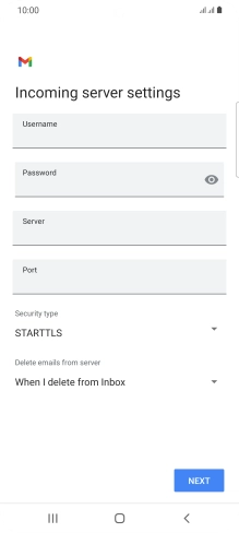 Press the field below 'Username' and key in the username for your email account.