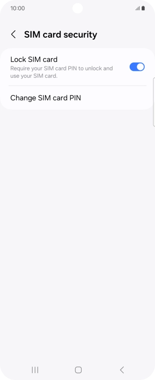 Press the indicator next to 'Lock SIM card' to turn the function on or off.