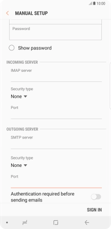 Press the indicator next to 'Authentication required before sending emails' to turn on the function.