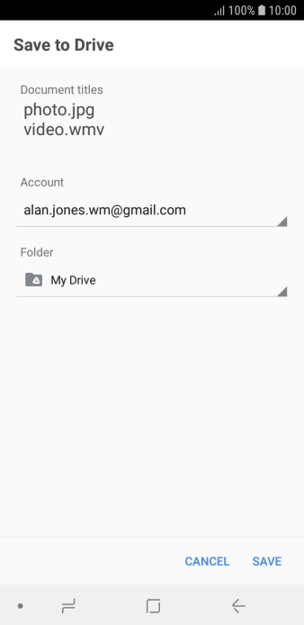 Press the field below 'Folder' and go to the required folder.