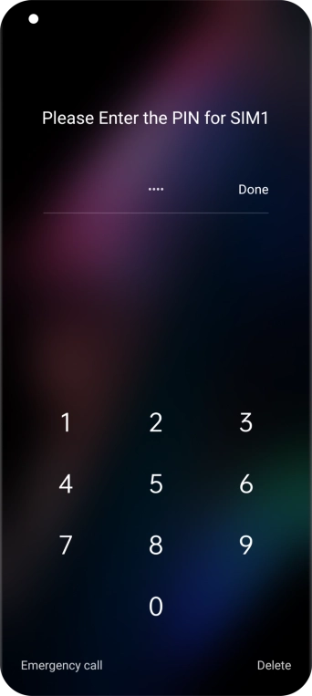 Key in your SIM PIN and press Done. The default SIM PIN is 0000.
