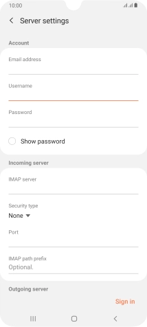 Press the field below 'IMAP server' and key in the name of your email provider's incoming server.