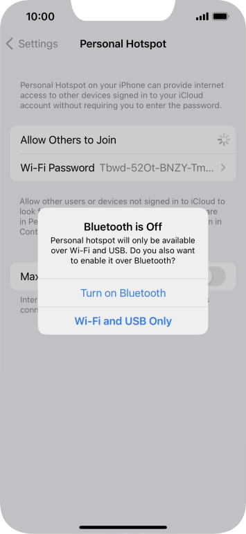 If WiFi is turned on, press Wi-Fi and USB Only.