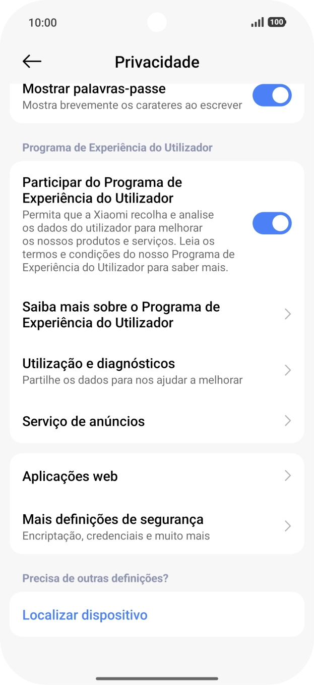 Prima Mais definições de segurança.