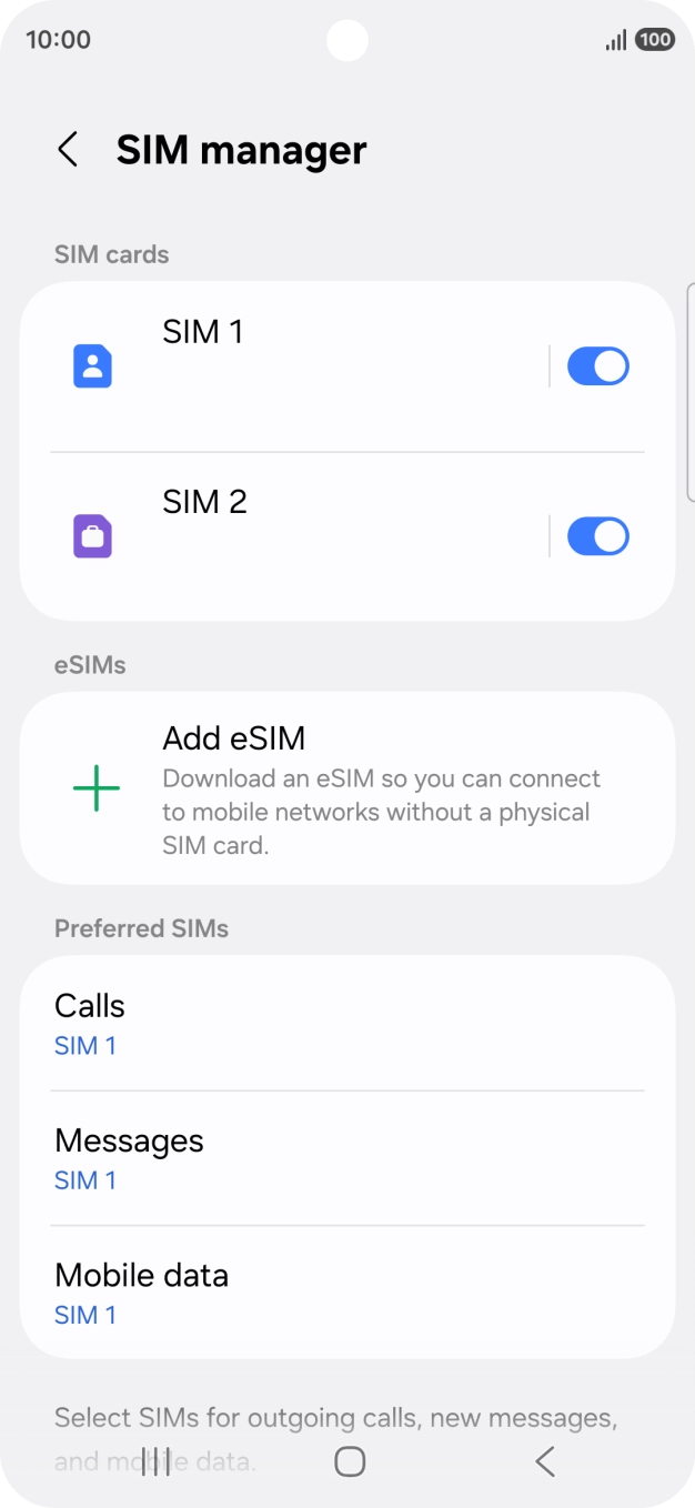 Press the required service.