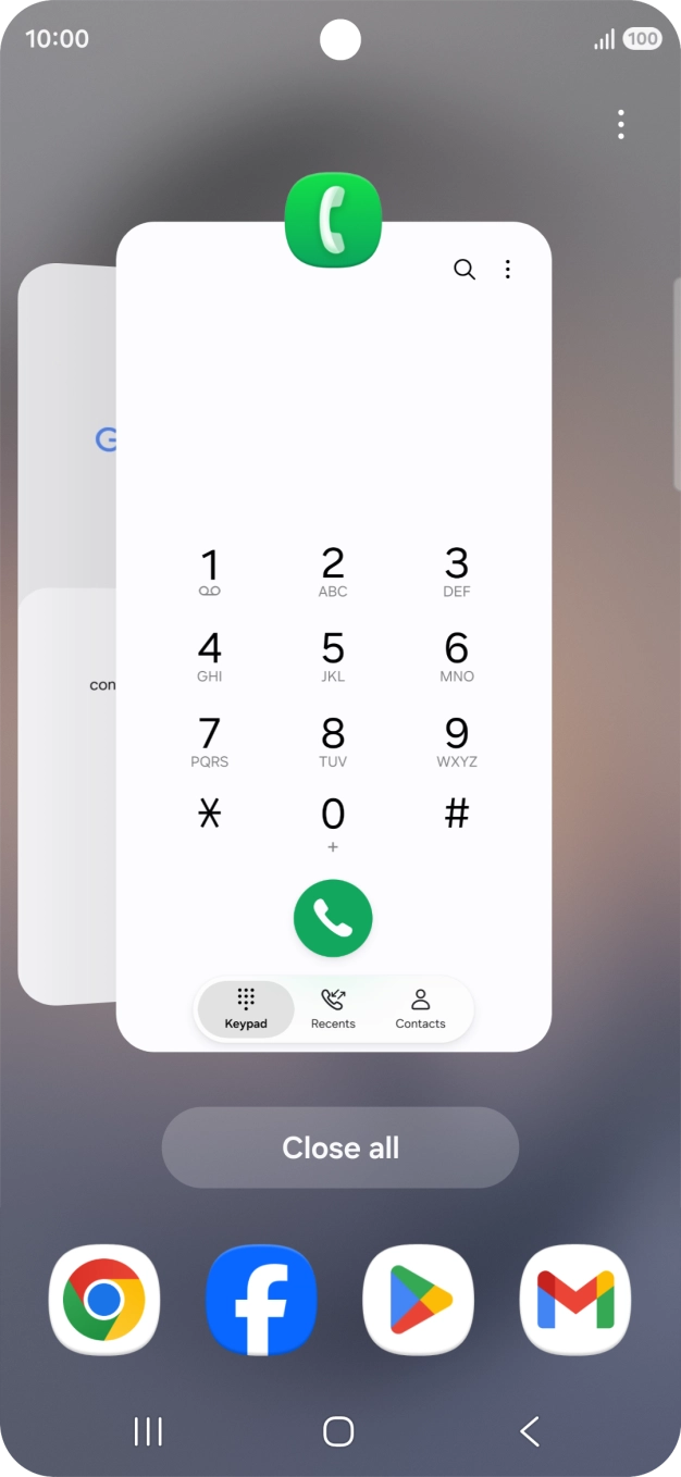 To end one running application, slide your finger upwards on the required application.