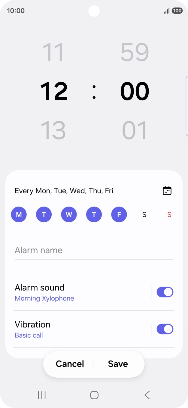 Press the indicator next to 'Alarm sound' to turn on the alarm tone.