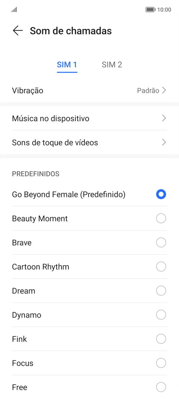 Prima os tons de toque pretendidos para os ouvir.
