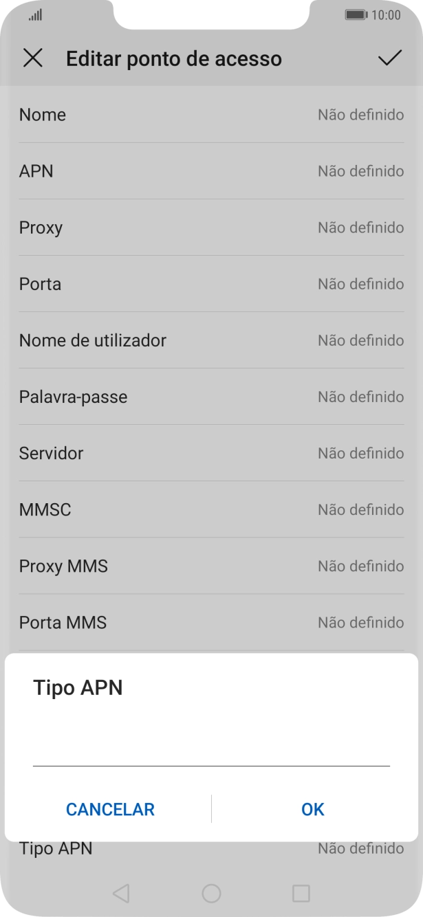 Introduza default e prima OK.