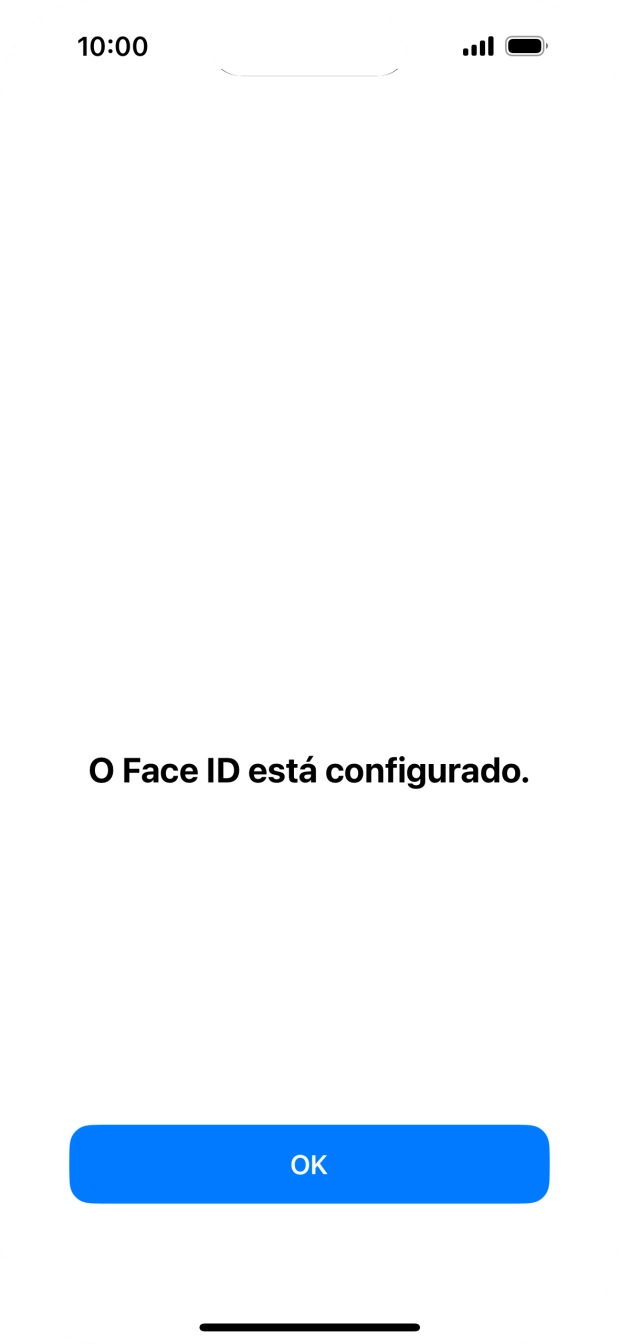 Prima OK. Se ainda não tiver escolhido um código de bloqueio do telefone, introduza um código à escolha duas vezes de seguida.