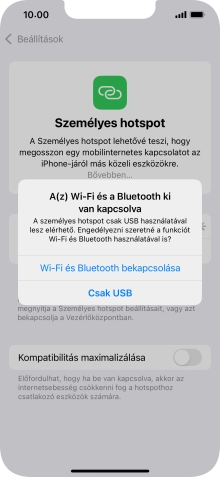 Amennyiben ki van kapcsolva a Wi-Fi, válaszd a Wi-Fi és Bluetooth bekapcsolása lehetőséget.