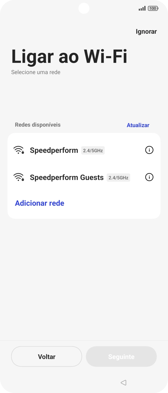 Prima a rede pretendida.