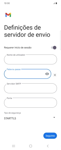 Prima Servidor SMTP e insira smtp.vodafone.pt.