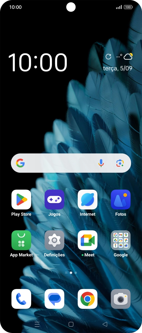 Deslize dois dedos sobre o ecrã de cima para baixo a partir do topo do ecrã.