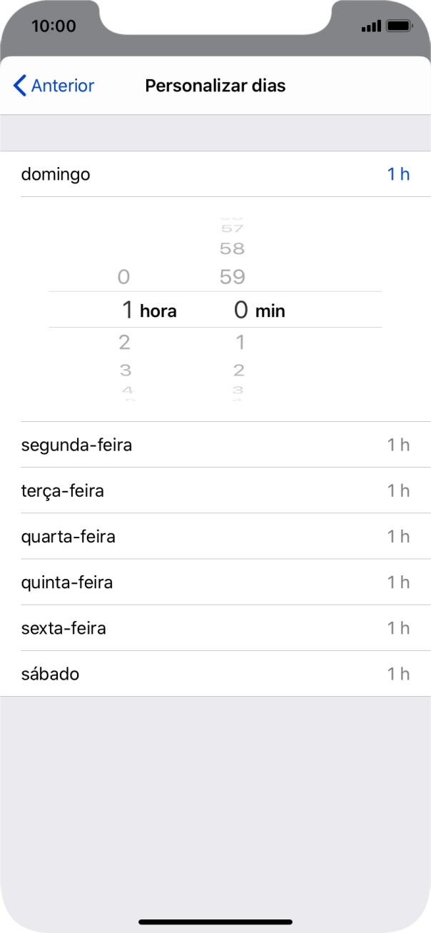 Escolha o limite de tempo pretendido.