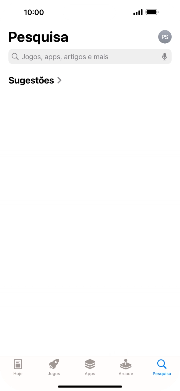 Prima o campo de pesquisa e introduza o nome ou categoria da app pretendida.