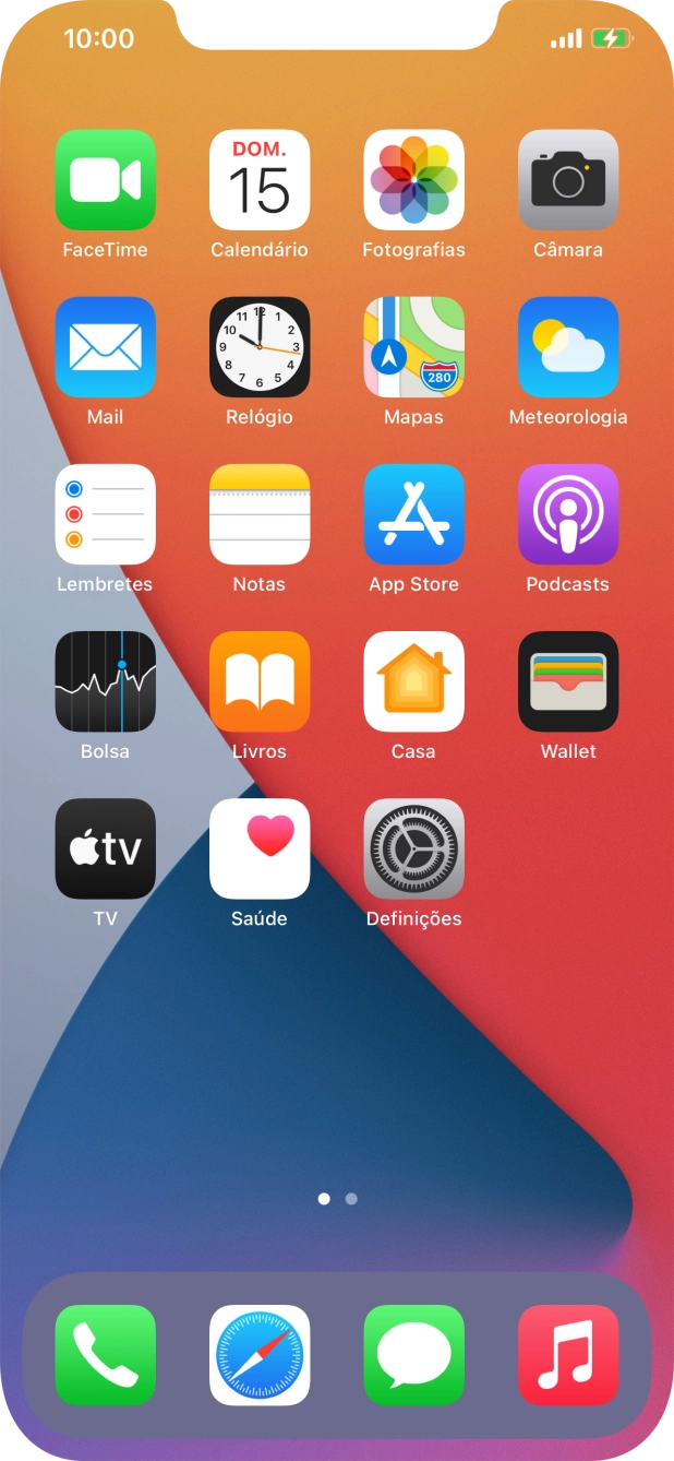 Quando o ícone de bateria em carregamento for mostrado no ecrã, a bateria está em carregamento.