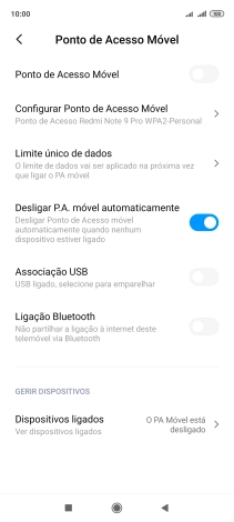 Prima Configurar Ponto de Acesso Móvel.