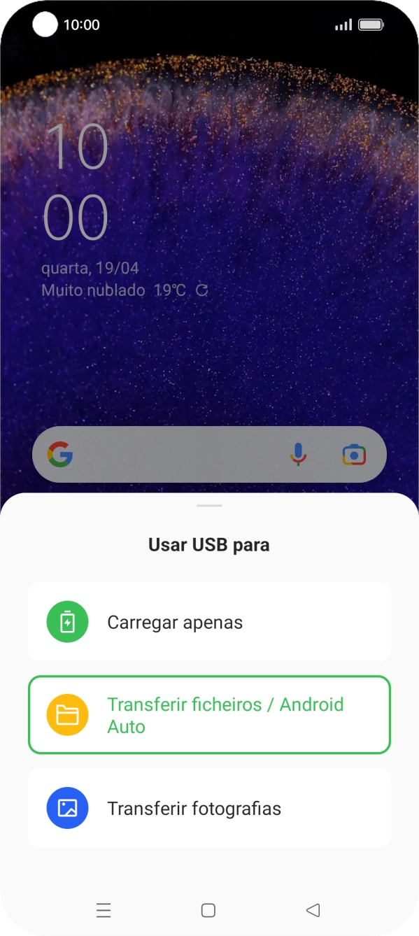 Prima Transferir ficheiros / Android Auto.