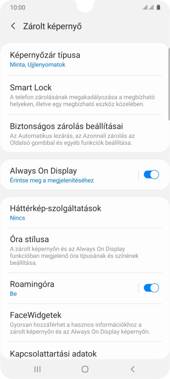 Válaszd a Képernyőzár típusa lehetőséget, és írd be az extra képernyőzárkódot, amit korábban már beállítottál.
