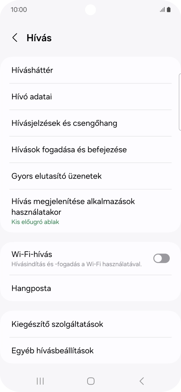 Válaszd a Kiegészítő szolgáltatások lehetőséget.