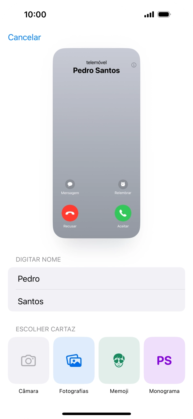 Prima a categoria pretendida e siga as indicações no ecrã para escolher e definir a fotografia pretendida para o seu cartaz de contacto.