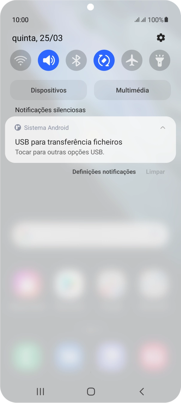 Prima Tocar para outras opções USB..