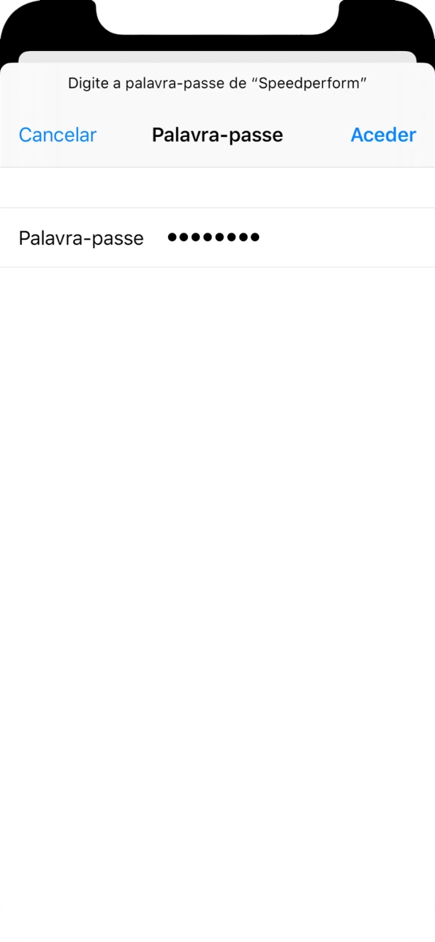Introduza a password da rede Wi-Fi e prima Aceder.