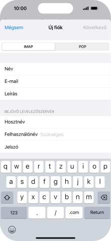 Kattints a Felhasználónév mezőre, és írd be az e-mail-fiókodhoz tartozó felhasználónevet.