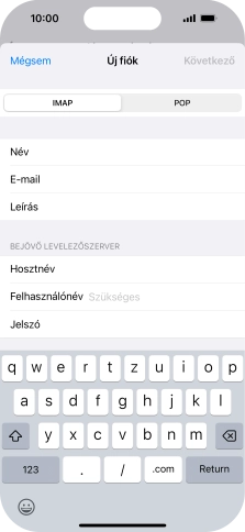Kattints a Felhasználónév mezőre, és írd be az e-mail-fiókodhoz tartozó felhasználónevet.