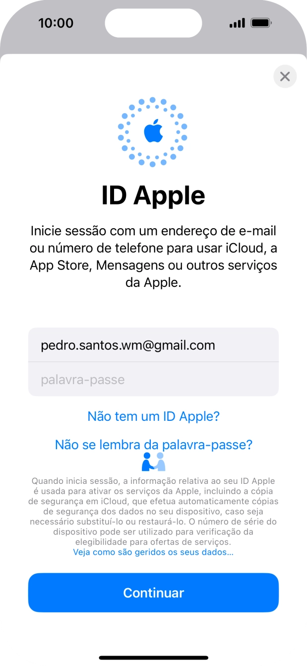 Prima Palavra-passe e introduza a password do ID Apple.