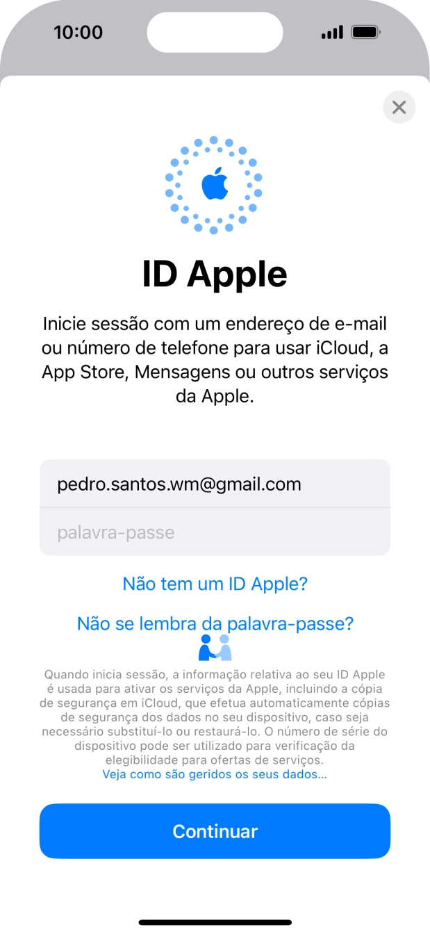 Prima Palavra-passe e introduza a password do ID Apple.