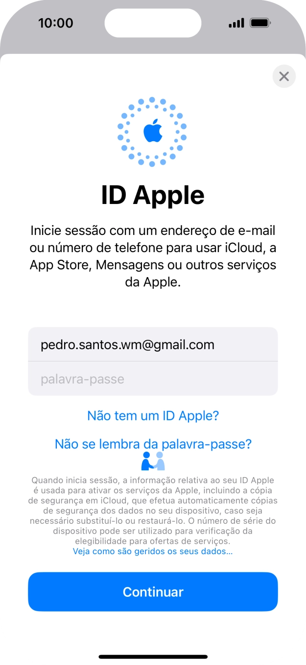 Prima Palavra-passe e introduza a password do ID Apple.