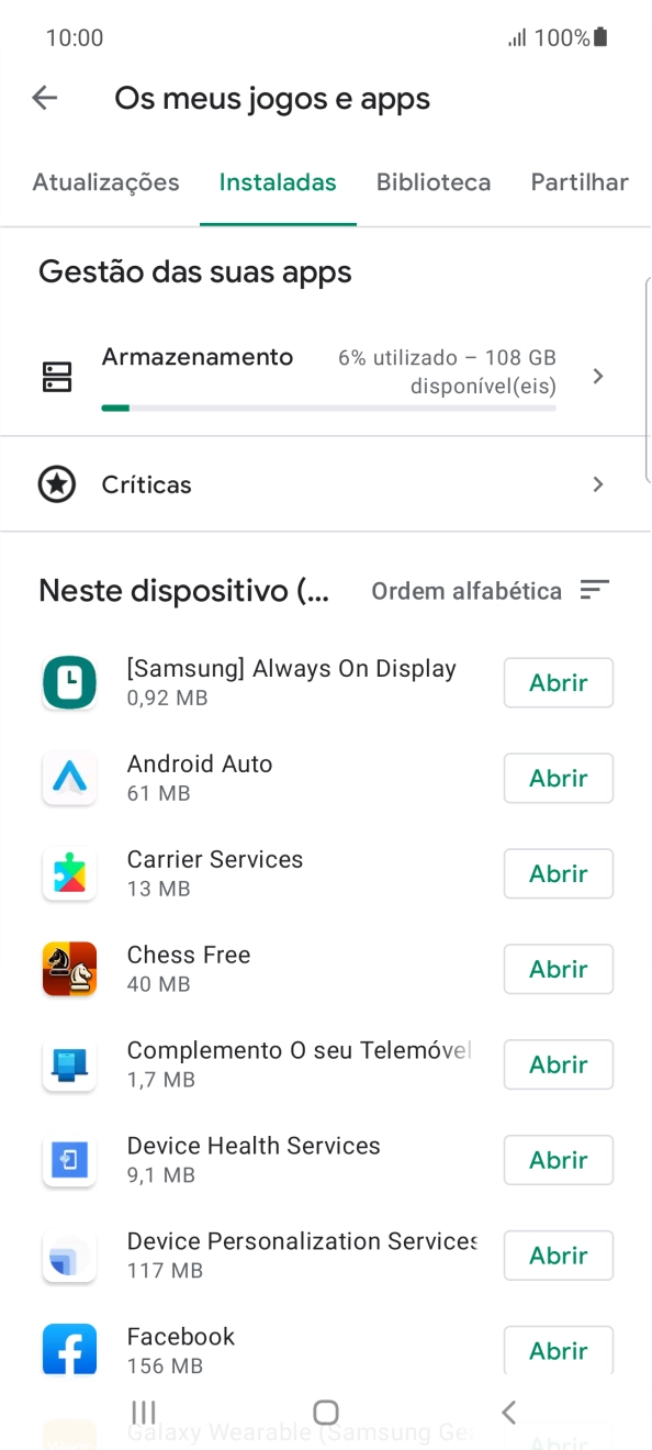 Prima a app pretendida.