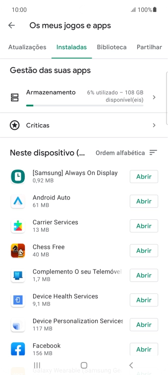 Prima a app pretendida.