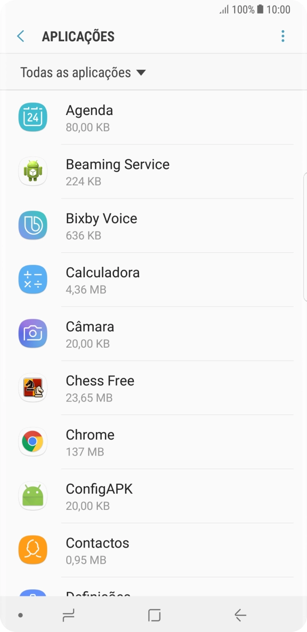 Prima a app pretendida.