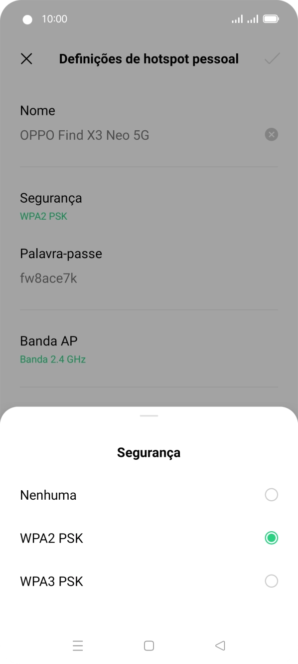 Prima WPA3 PSK para proteger o hotspot Wi-Fi com uma password.