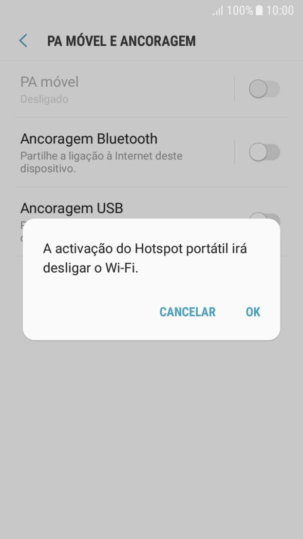Se o Wi-Fi estiver ativado, prima OK.