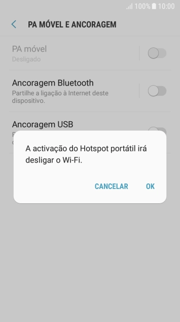 Se o Wi-Fi estiver ativado, prima OK.