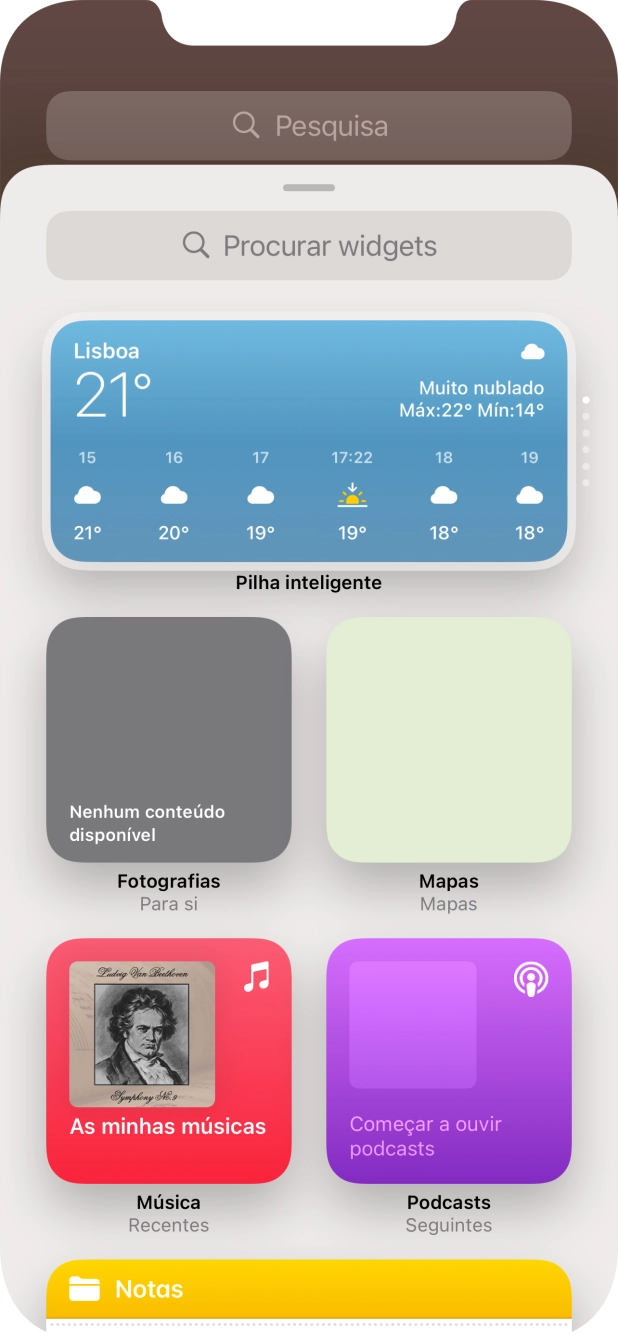 Prima o widget pretendido.