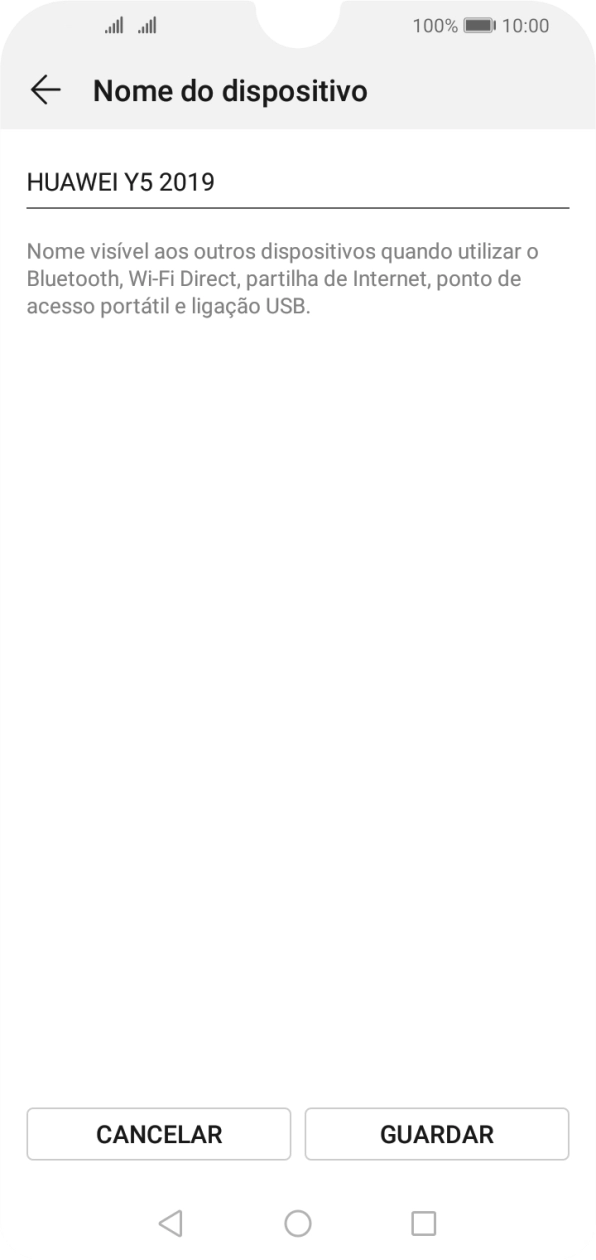 Introduza o nome pretendido do hotspot Wi-Fi e prima GUARDAR.