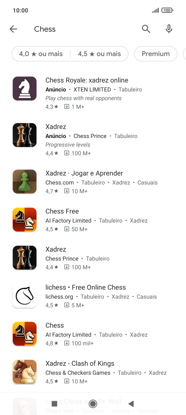 Prima a app pretendida.