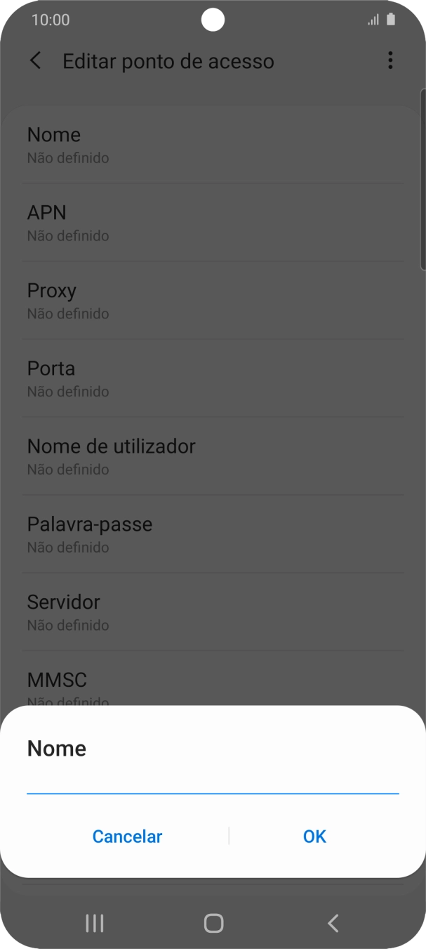 Introduza Vodafone Internet e prima OK.