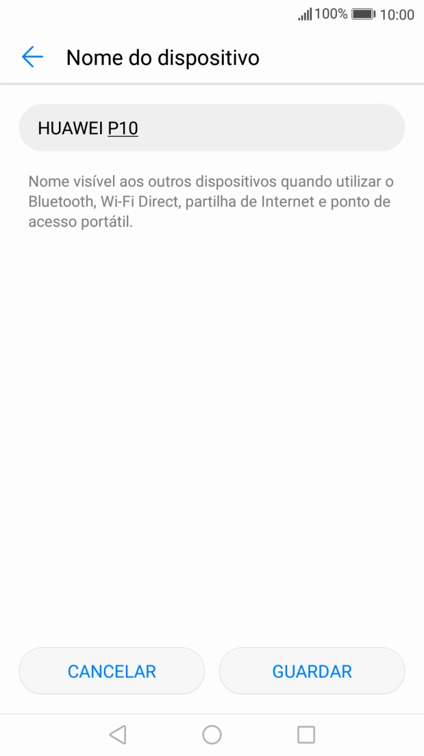 Introduza o nome pretendido do hotspot Wi-Fi e prima GUARDAR.