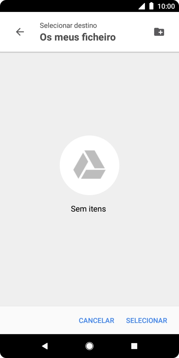 Se quiser criar uma nova pasta, prima o ícone de nova pasta e siga as indicações no ecrã para criar uma nova pasta.