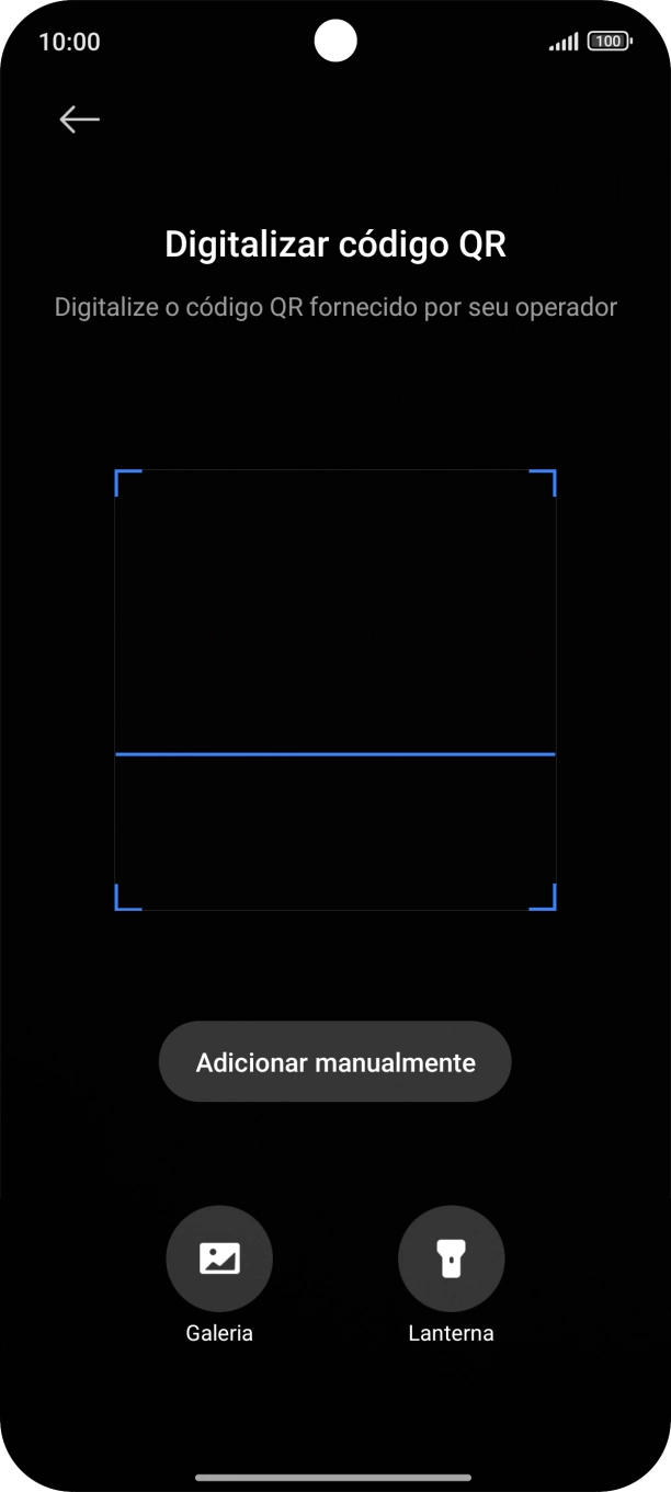 Para scanear o código QR enviado, enquadre-o na moldura da câmara do telefone.