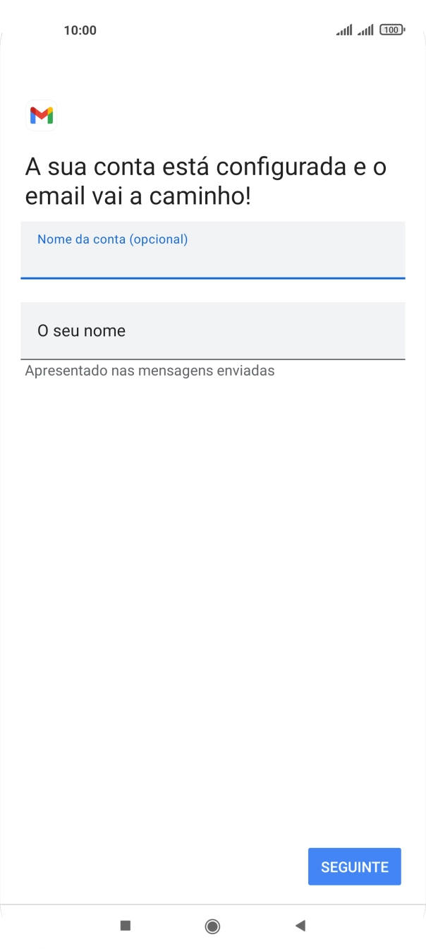 Prima O seu nome e introduza o nome do remetente pretendido.