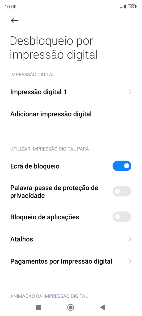 Prima os indicadores junto às definições pretendidas para as ativar ou desativar.