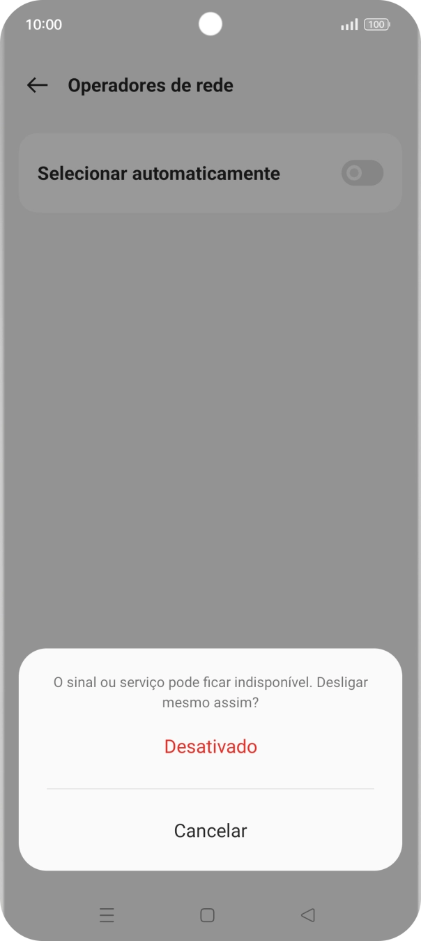 Prima Desactivado para desativar a função e aguarde enquanto o telefone procura as redes.