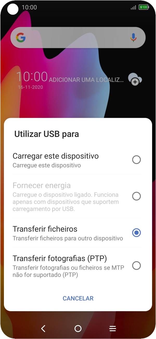 Prima Transferir ficheiros.